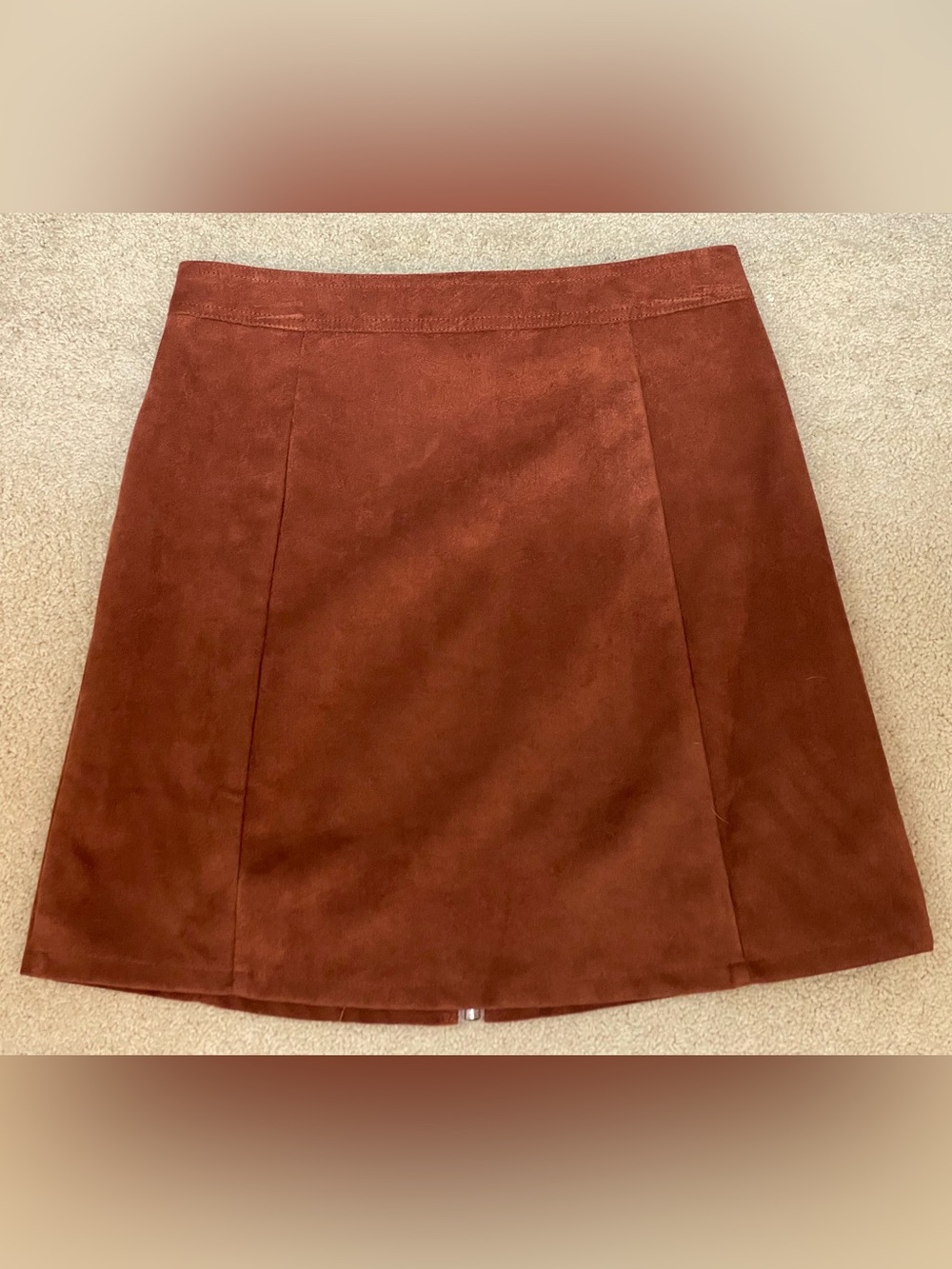 NWOT Bishop + Young Rust Colored Vegan Faux Suede High-Waisted Mini Skirt Size S - Picture 2 of 9